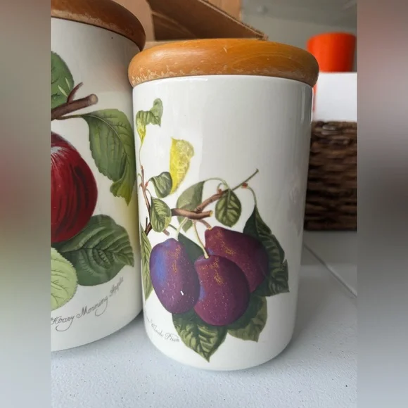 vintage Portmeirion Pomona ceramic canisters set of 3 - Picture 4 of 8